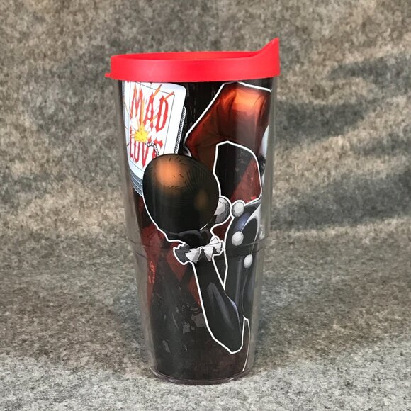 DC Comics "Mad Love" Harley Quinn and The Joker 24 OZ Travel Cup - Picture 5 of 8